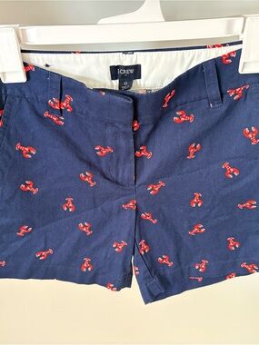 J. Crew Navy Shorts with Red Lobster Print